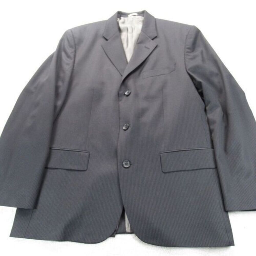 Banana Republic Gap Wool Blazer Mens 42S Gray Pinstriped‎ 3 Button Single Vent